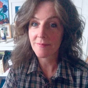 A woman with long brown hair