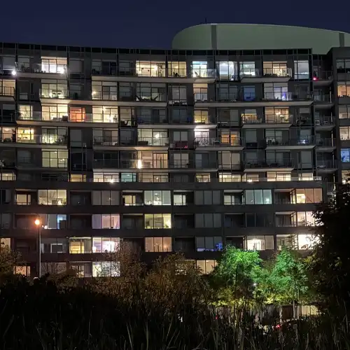 Apt complex windows at night